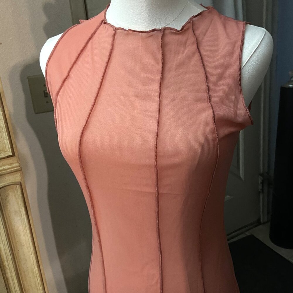 SEXY SLEEVELESS SHEER MESH SEE-THRU BEACH COVER-UP LARGE NWOT